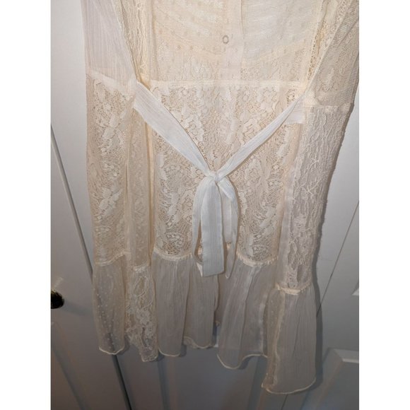 Free People Cream Lace Button Down Medium Shear Dress - Picture 10 of 11